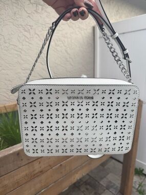 Michael Kors White Crossbody with Chain Strap